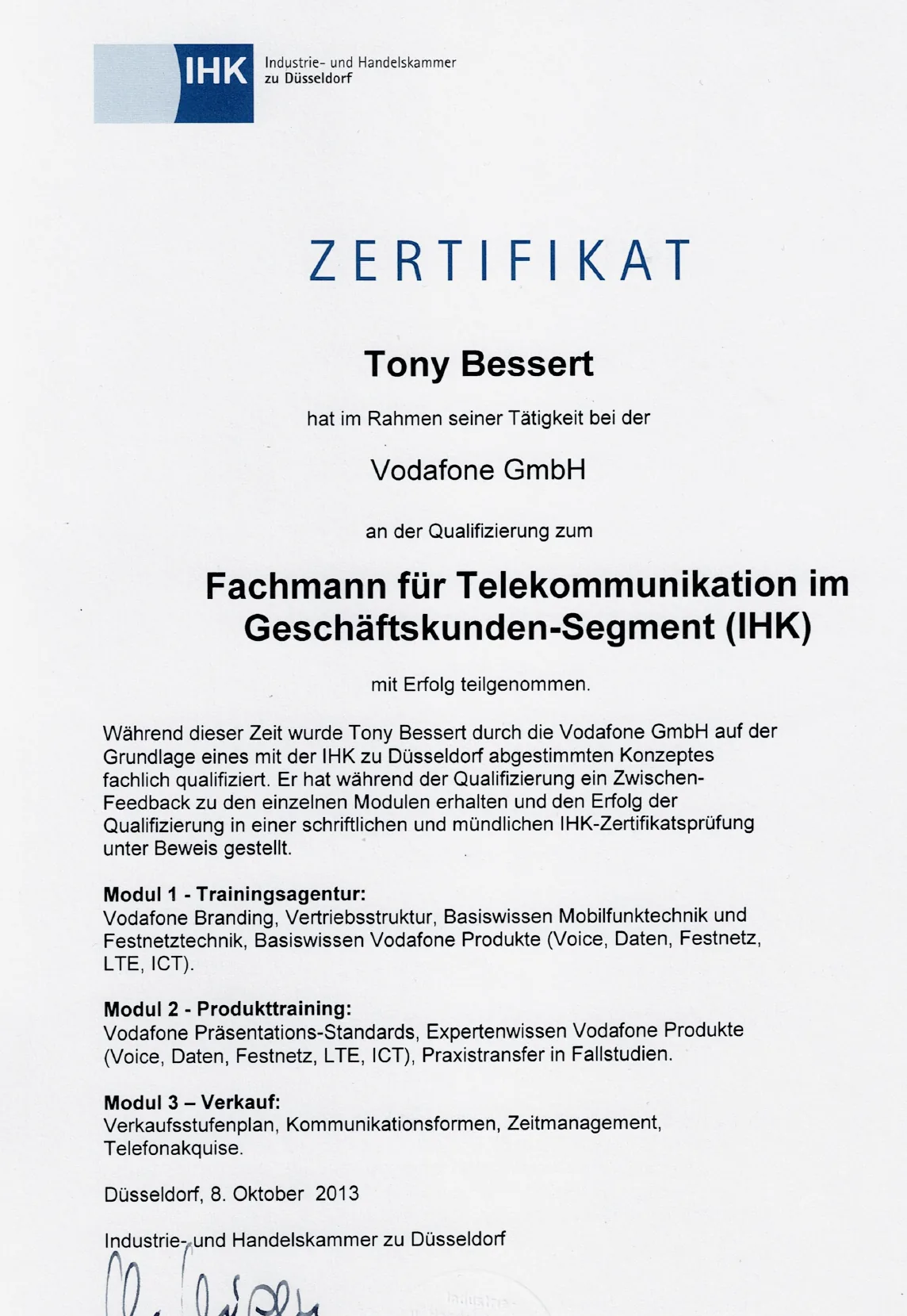 Fachmann für Telekommunikation im Geschäftskundensegment